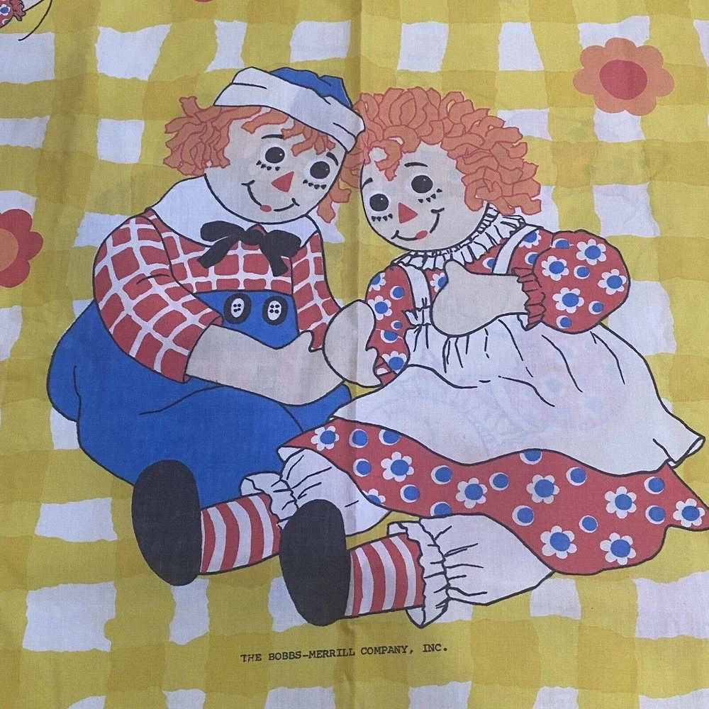 Vintage Raggedy Ann Andy Doll Flat Sheet